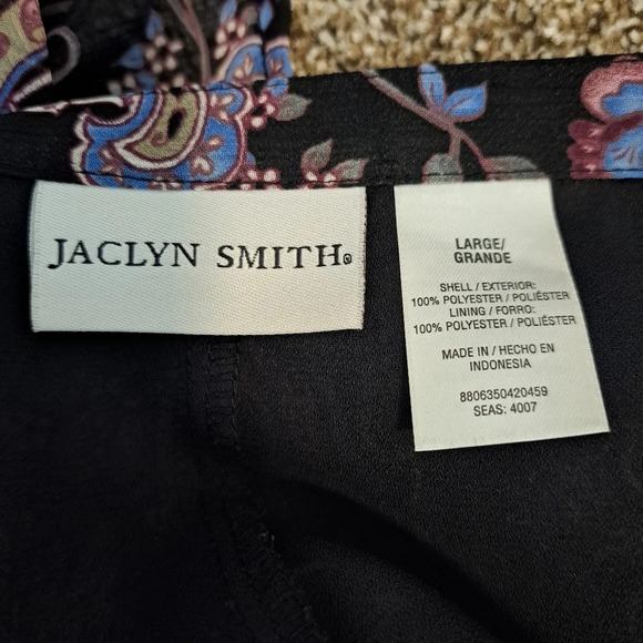 Jaclyn Smith Black Multicolor Paisley Floral Flowy Midi Skirt Size Large - Picture 6 of 8